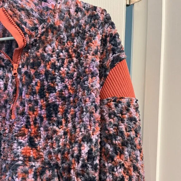 JoyLab *Purple & Coral* Animal Print | Half Zip Sherpa | XS | Pullover Fleece - Picture 4 of 9